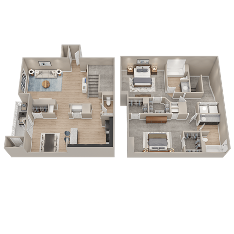 Floor plan for 2 beds, 2.5 baths, 1620 sqft